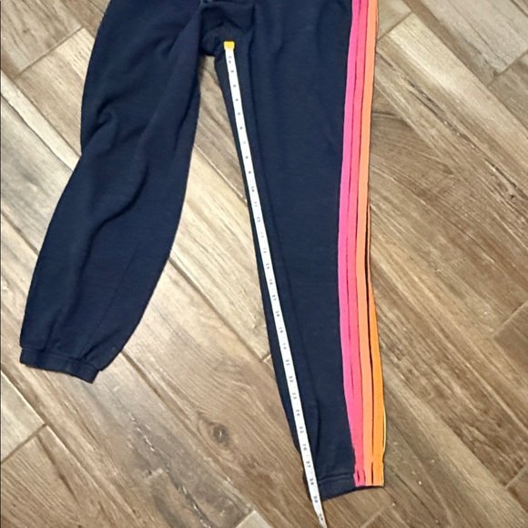 Aviator Nation Navy Neon Rainbow 5 Stripe Sweatpants - Picture 7 of 8